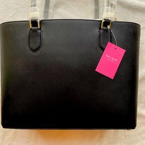 KATE SPADE. Laurel Way Medium Dally Tote with wristlet in black saffiano leather